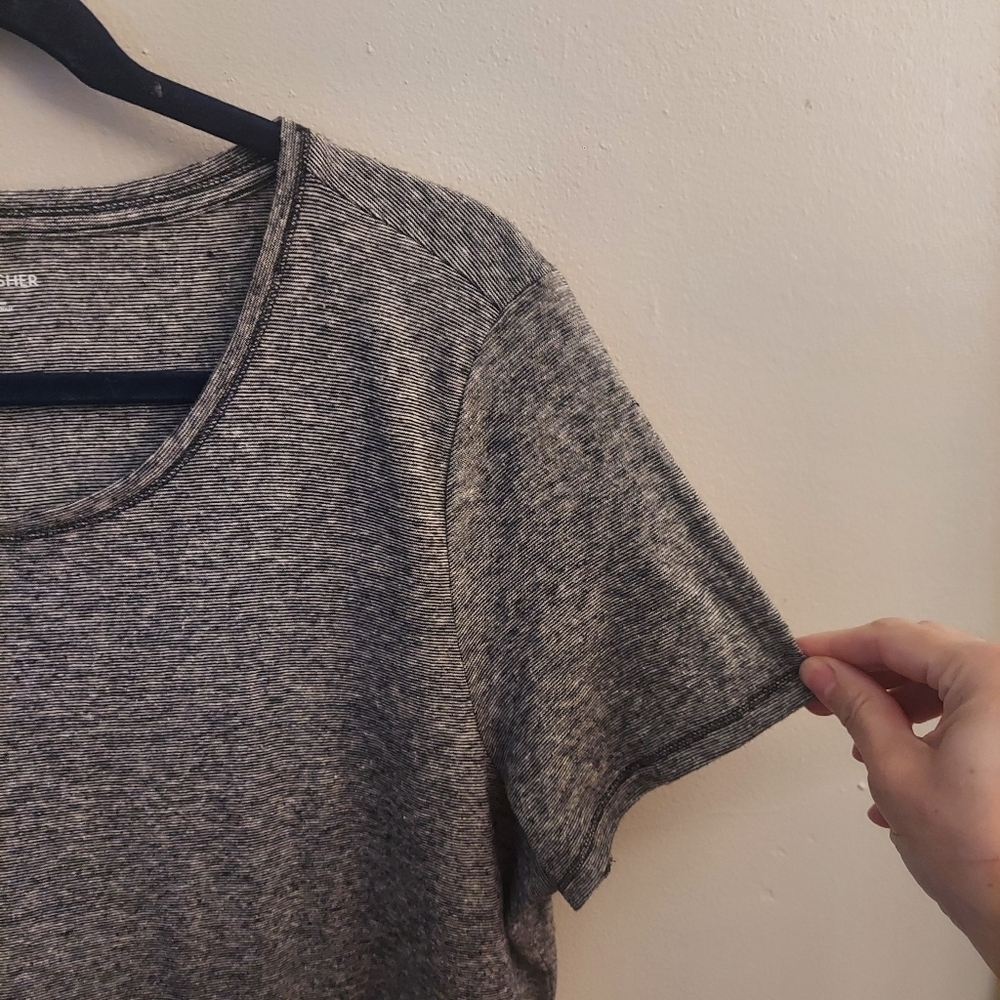 EILEEN FISHER Hemp Organic Cotton Mini Stripe Pullover T Shirt Dress L Lagenlook - Picture 5 of 11